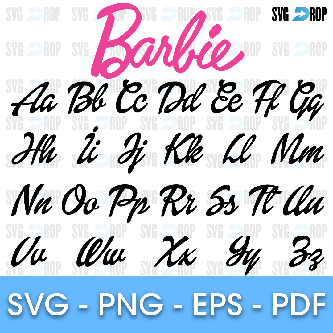 Barbie bundle 2 installable fonts numbers digital file 55 printable Clipart  SVG
