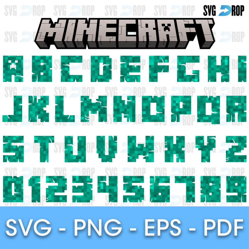 Minecraft Teal Pixel Font SVG