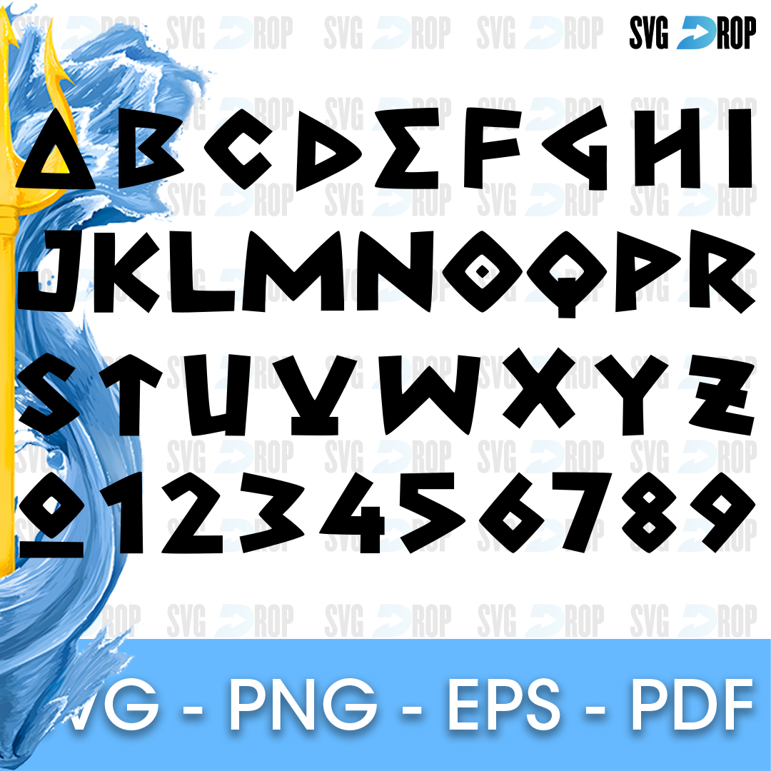 Mytology font: letters in the Mytology style for names, words and signs. Font SVG cut file