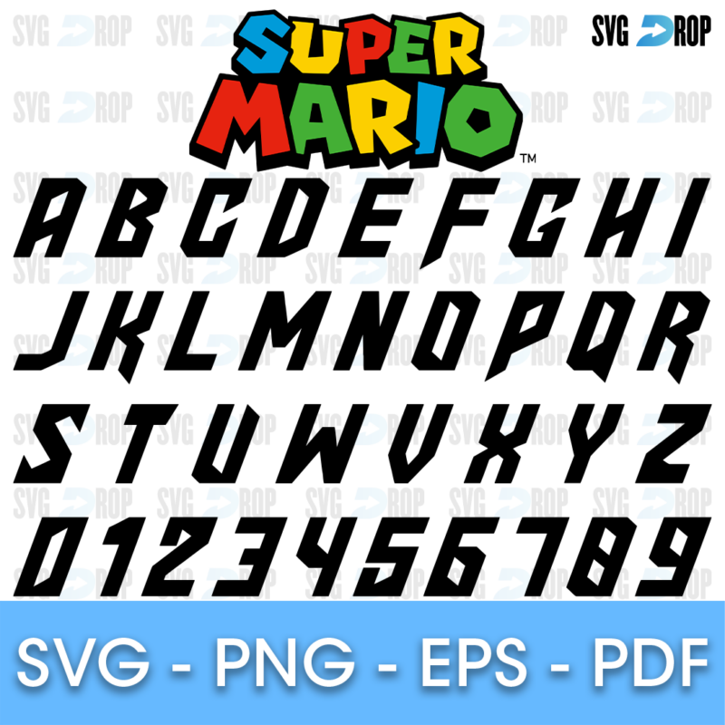 Super Mario Font Italic Letters SVG