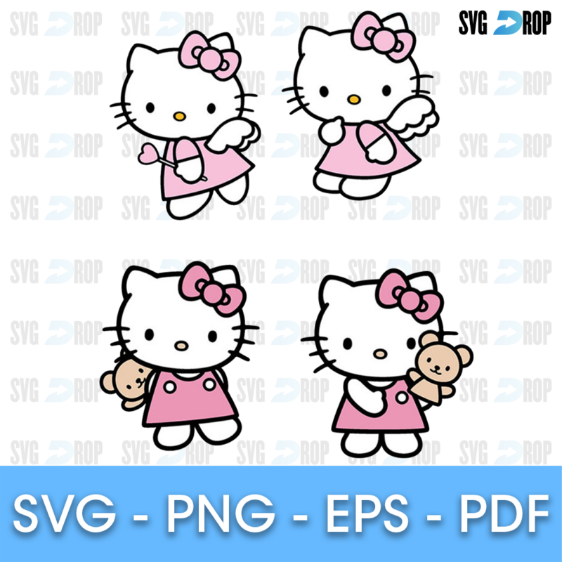 Hello Kitty Angel and Teddy Bear Bundle SVG