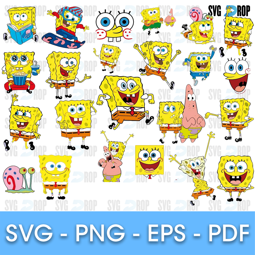 Sponge Bob Patrick and Gary Poses Bundle SVG
