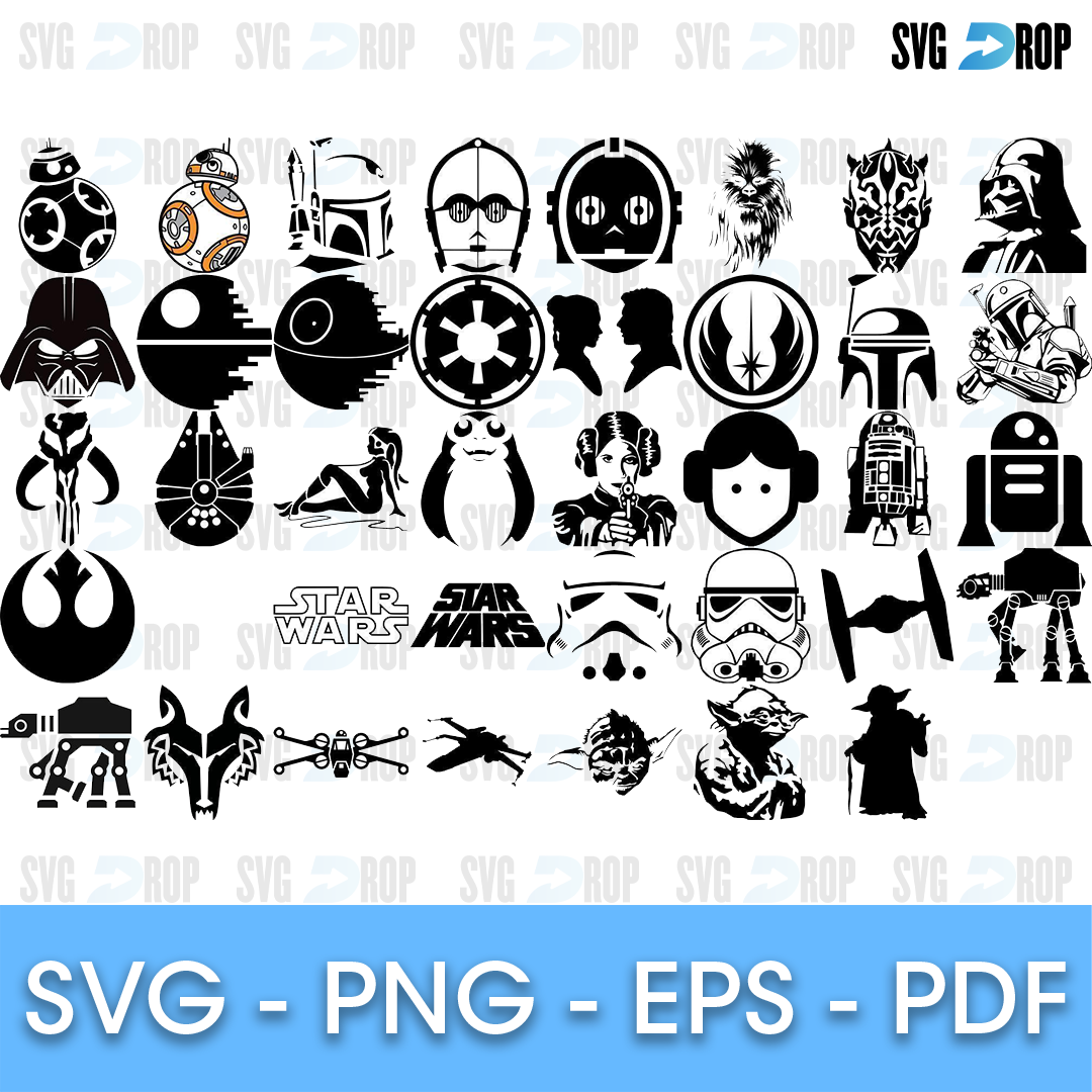 Star Wars Leia and Droids Bundle SVG