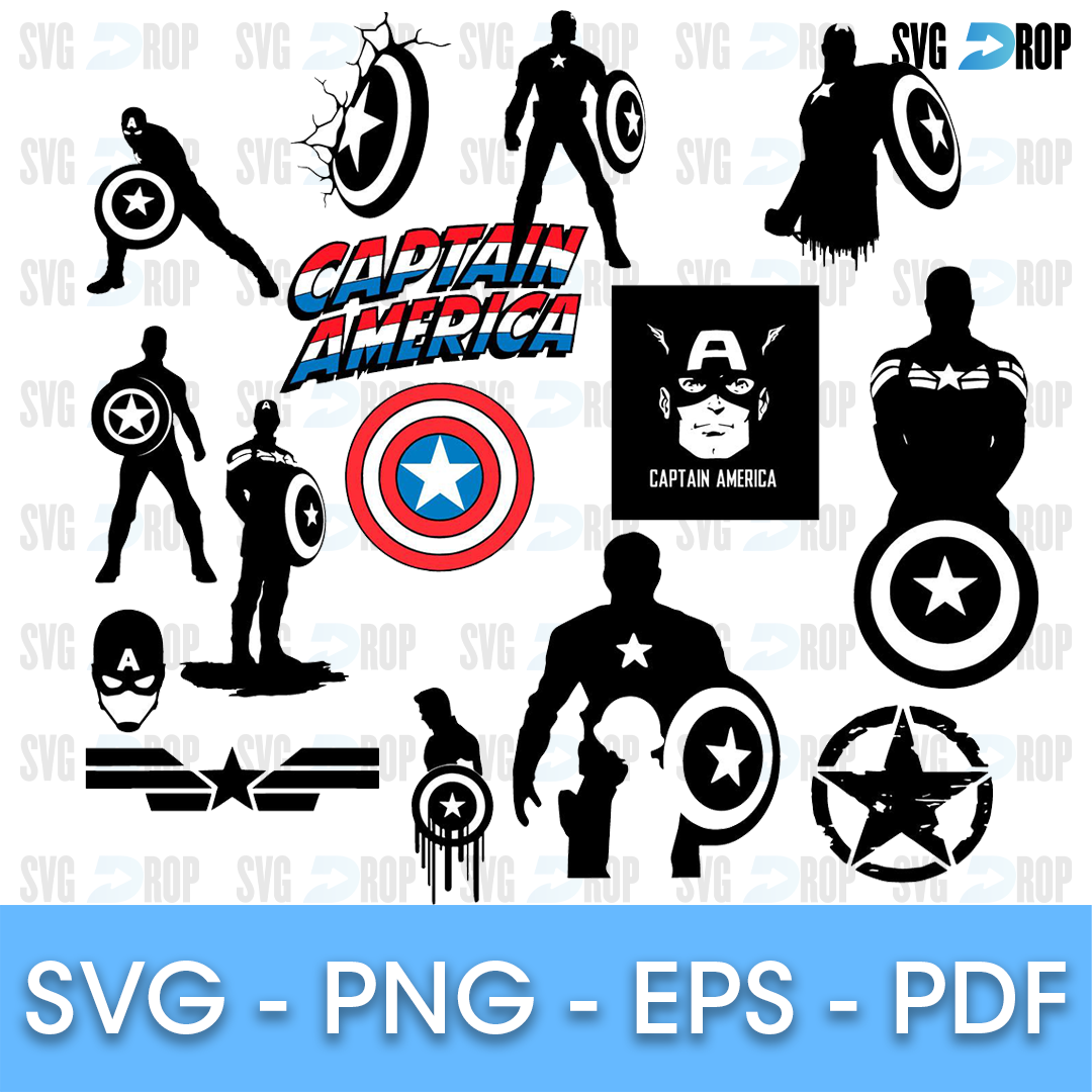 Captain America Shield Silhouettes Bundle SVG