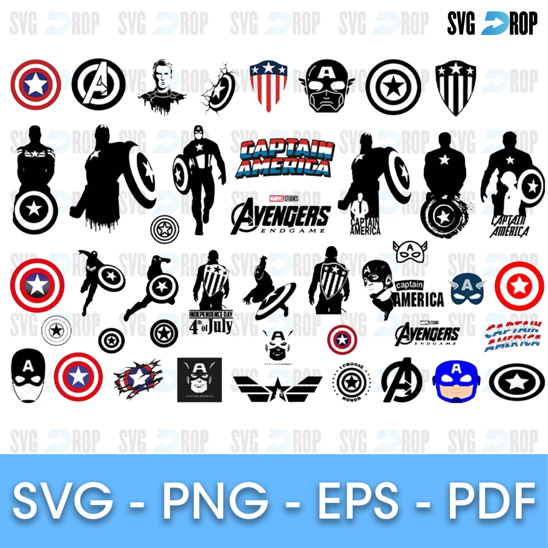 Captain America and Avengers Icons Bundle SVG