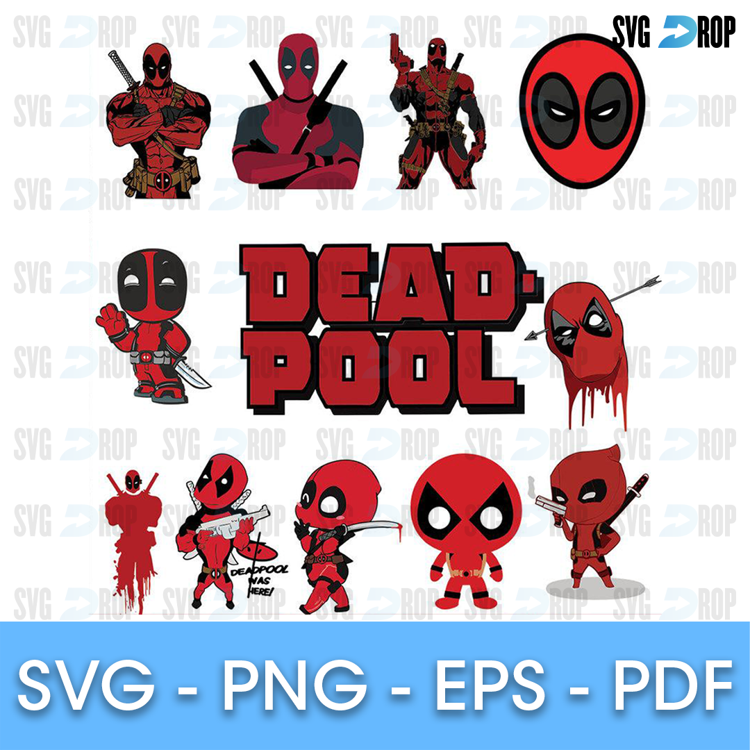 Deadpool Big Logo and Dripping Mask Bundle SVG