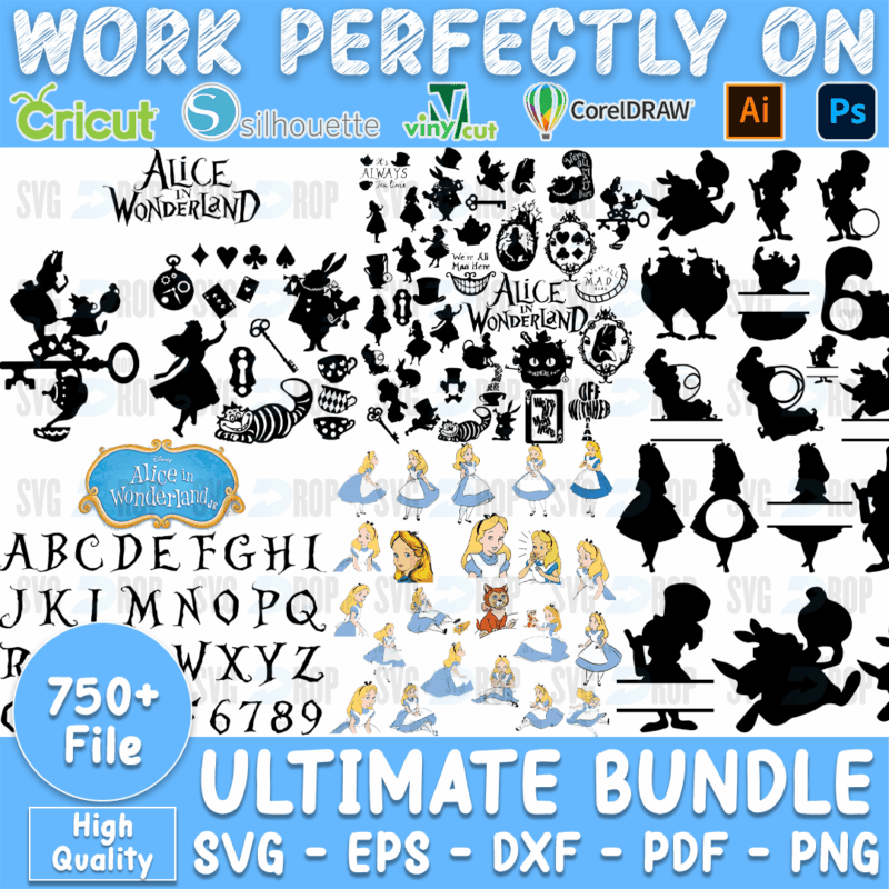 Ultimate 750 Alice in Wonderland Bundle SVG