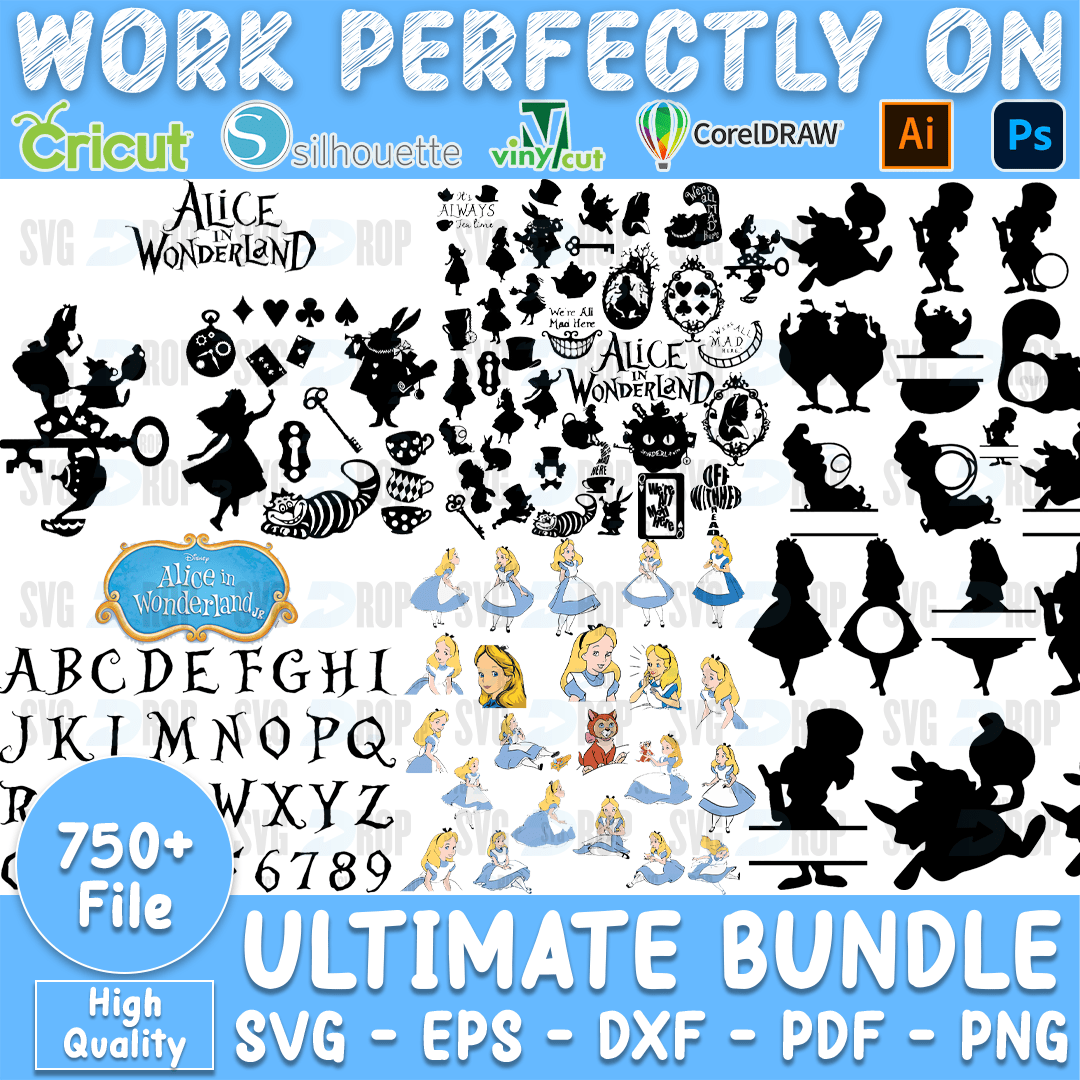 Ultimate 750 Alice in Wonderland Bundle SVG | Cricut Cut Files | SVG DROP