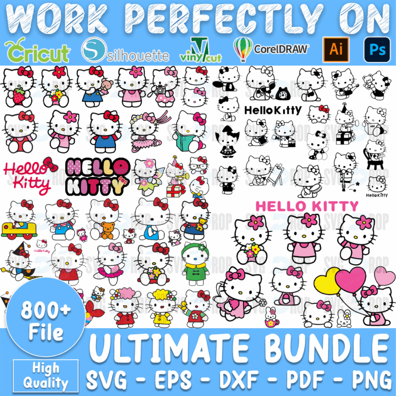 Ultimate 800 Hello Kitty Bundle SVG