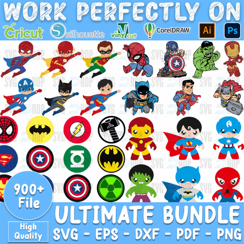 Ultimate 900 Superhero Bundle SVG