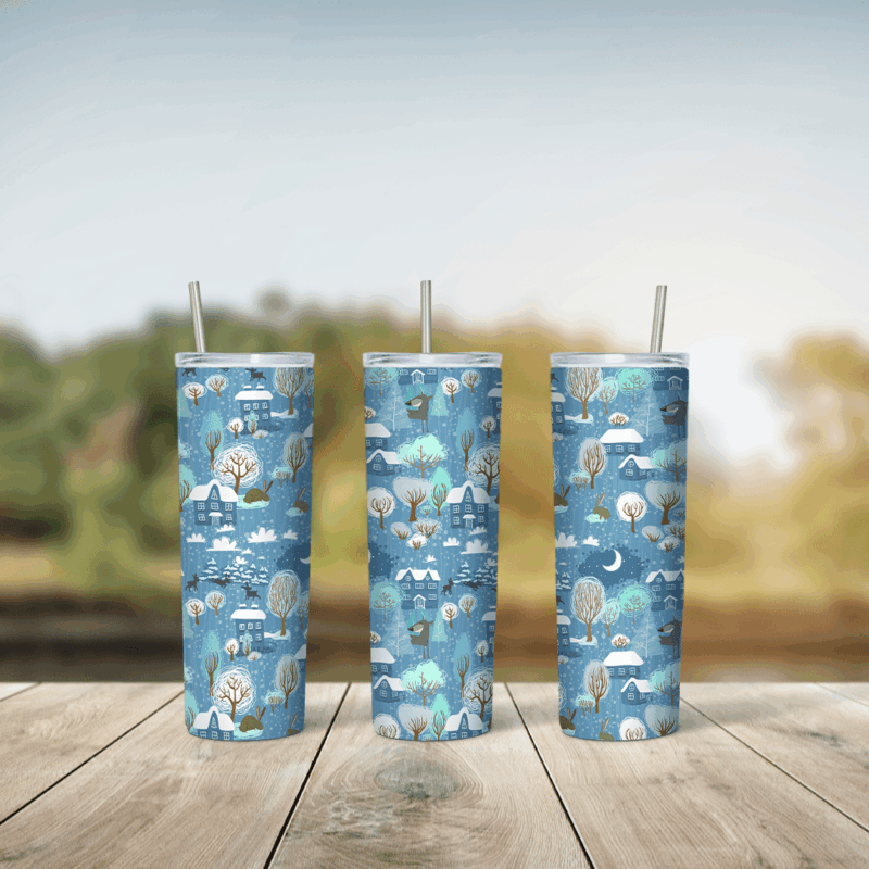 Snow 20 oz tumbler sublimation wrap