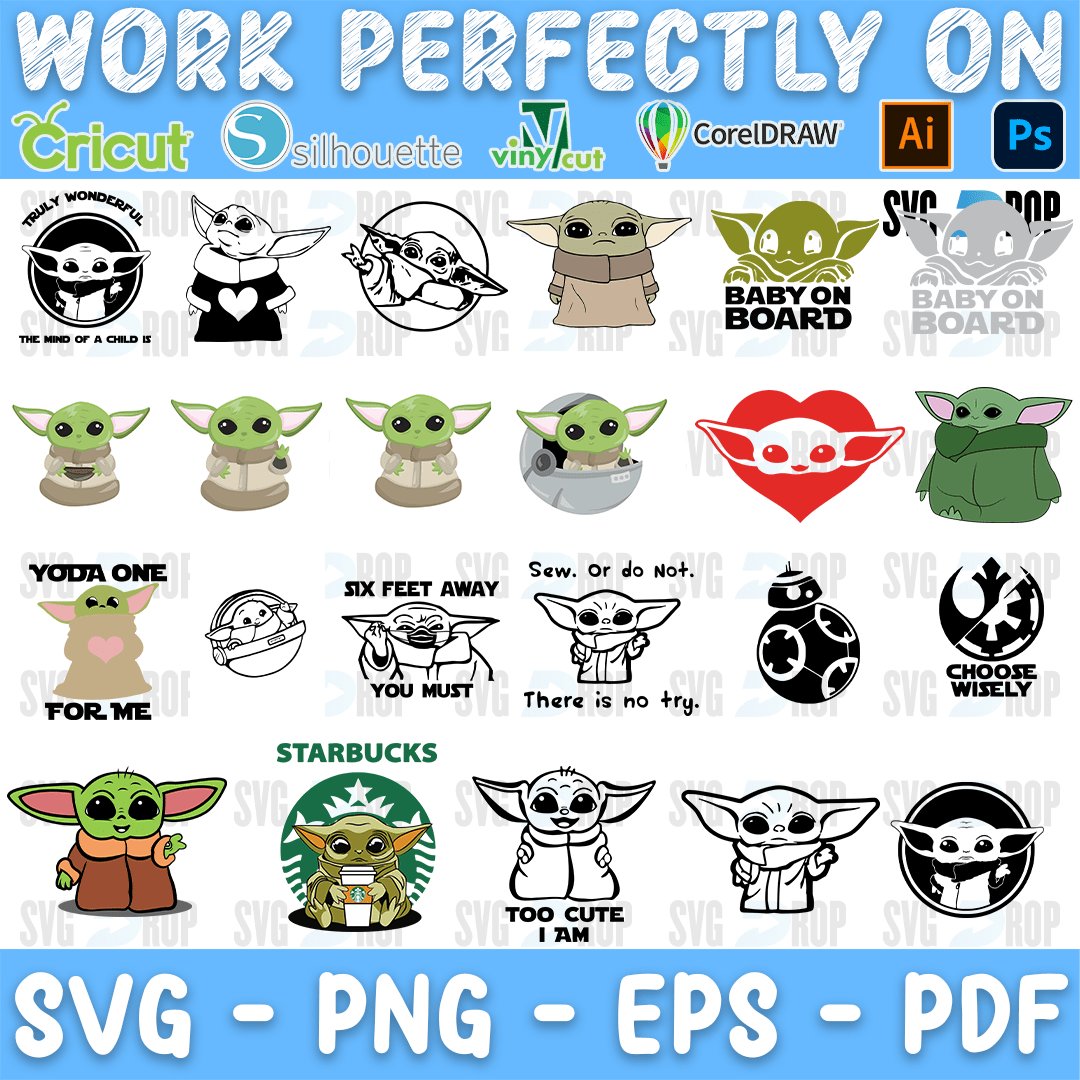 Star Wars Grogu Six Feet Away Bundle SVG