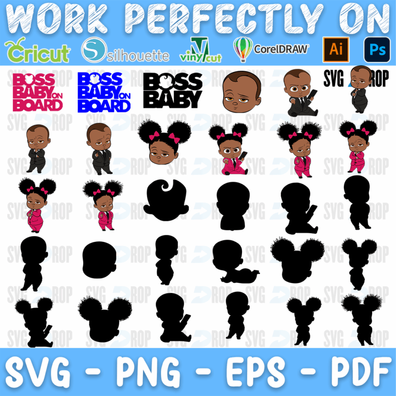 Afro Woman Boss Baby Bundle SVG