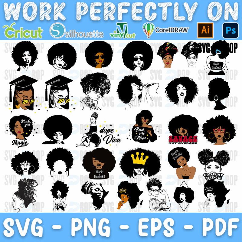 Afro Woman Graduate and Dope Diva Bundle SVG