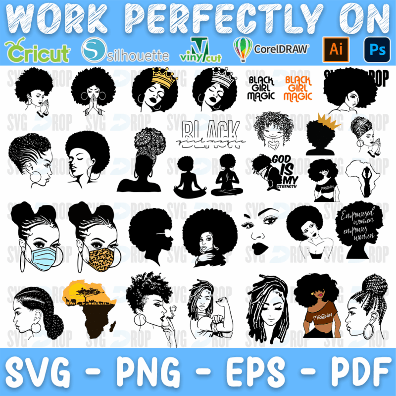Afro Woman Bundle SVG