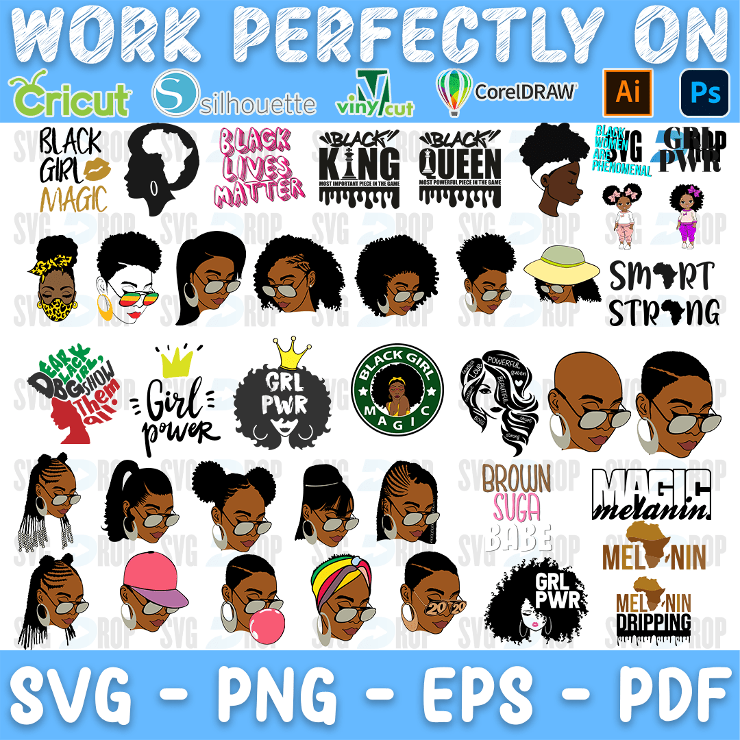 Afro Woman King Queen and Melanin Bundle SVG