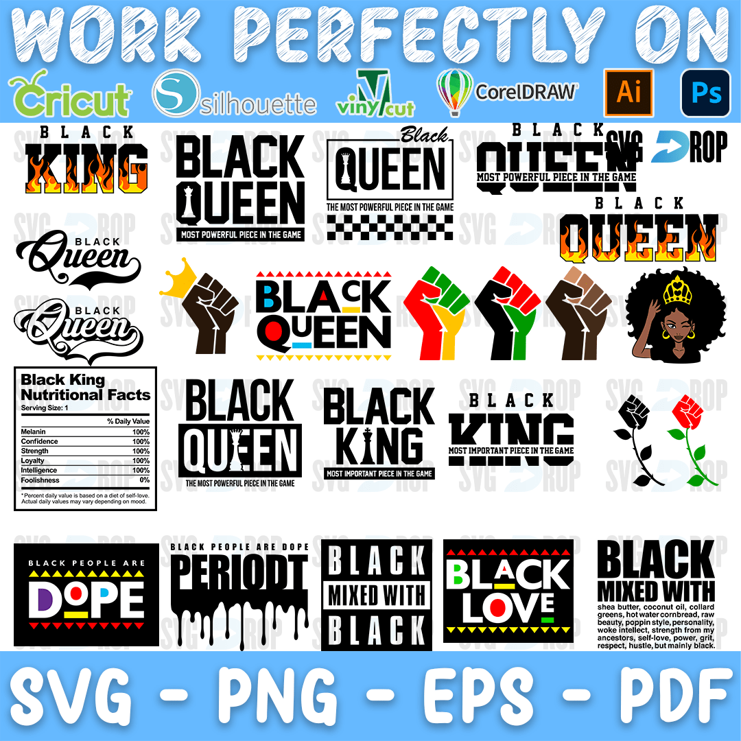 Afro Woman Black King and Black Love Bundle SVG