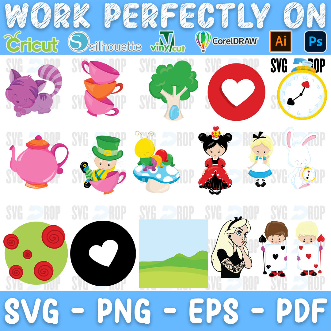 Alice in Wonderland Bundle SVG