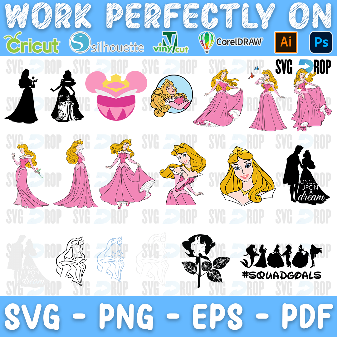 Aurora Pink Dress and Squad Goals Bundle SVG