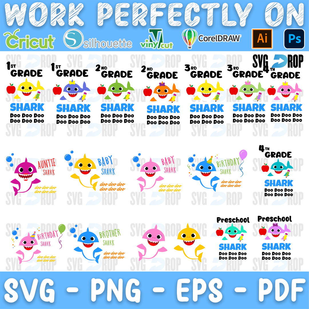 Baby Shark School Grades Doo Doo Bundle SVG