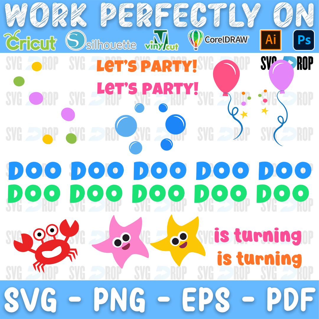 Baby Shark Let's Party Doo Doo Bundle SVG