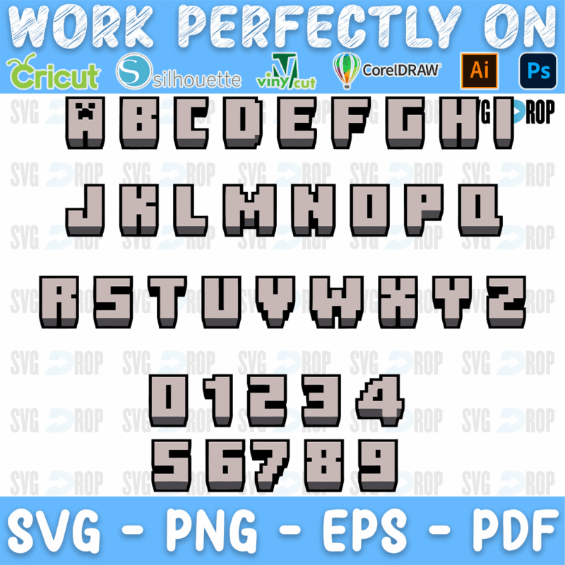 Minecraft Stone Gray Font SVG