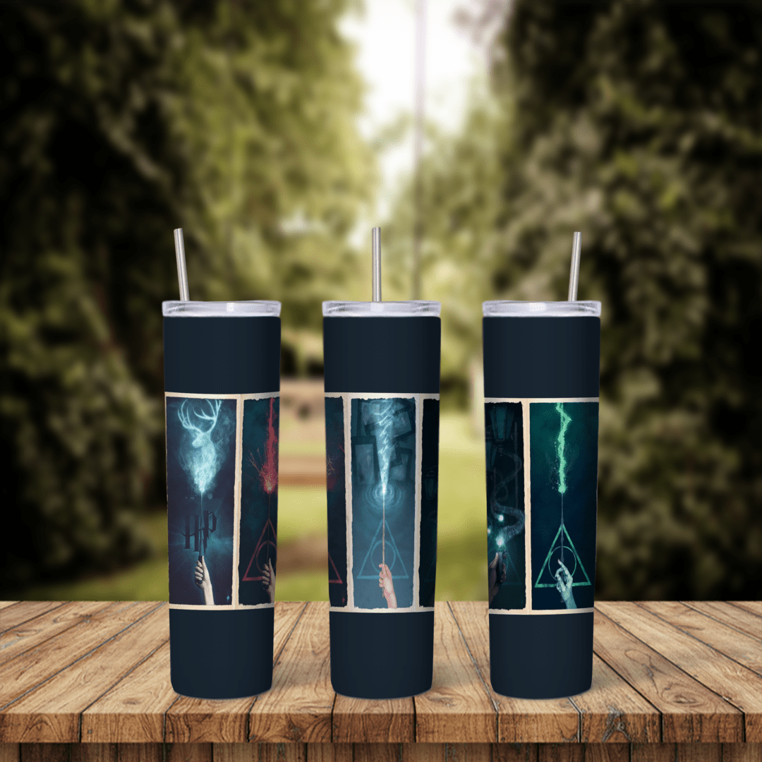 20 Oz Harry Potter Deathly Hallows Panels Tumbler Cup Design