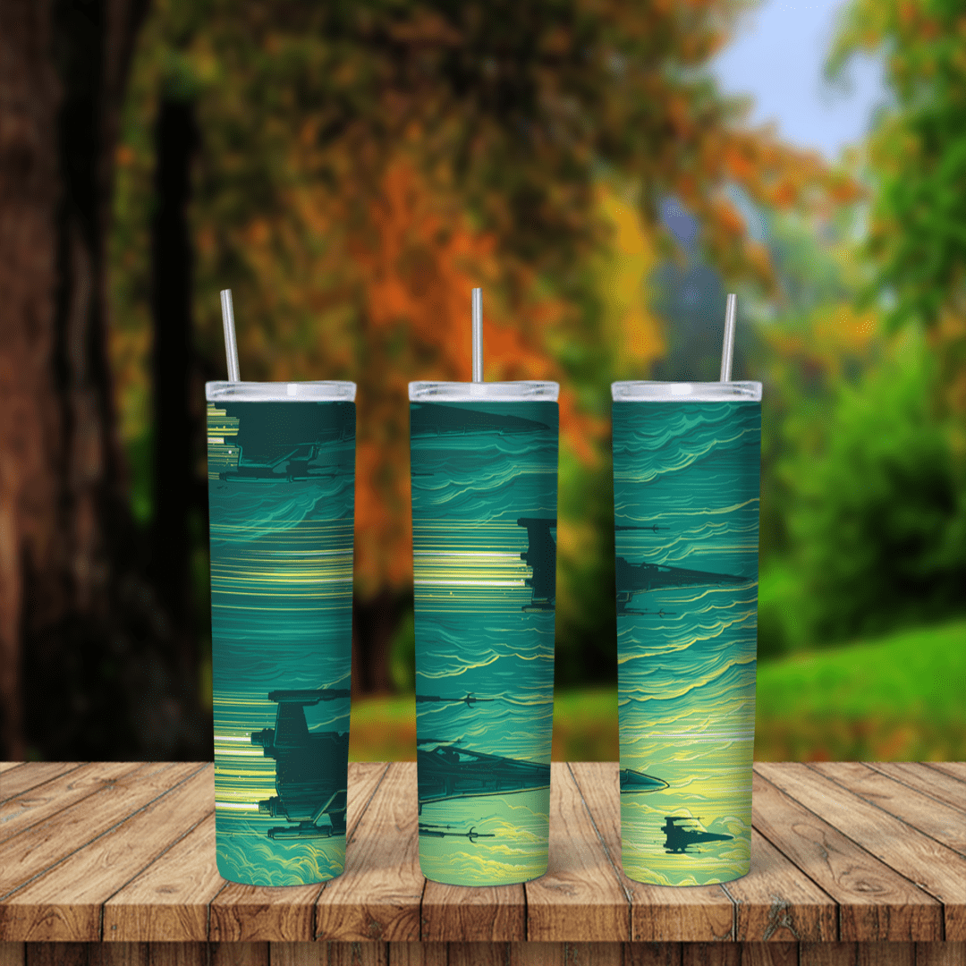 20 Oz Star Wars Teal Starship Horizon Tumbler Cup Design
