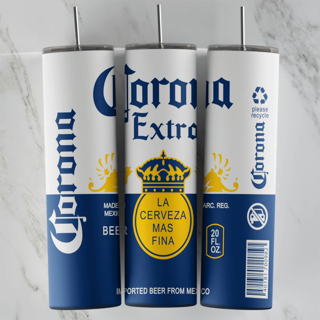 20 Oz Corona Extra Beer Label Tumbler Cup Design