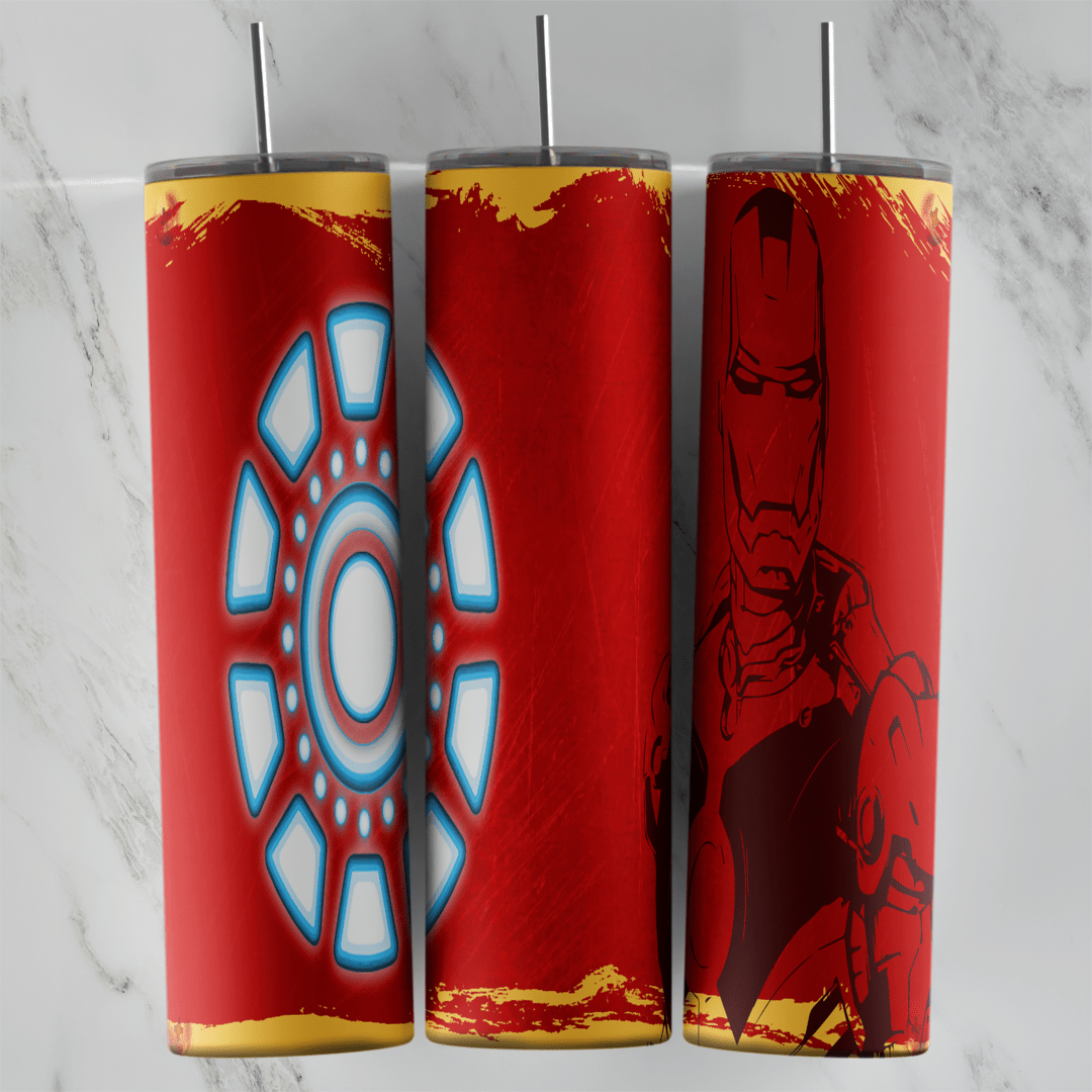 20 Oz Iron Man Gold Grunge Arc Reactor Tumbler Cup Design