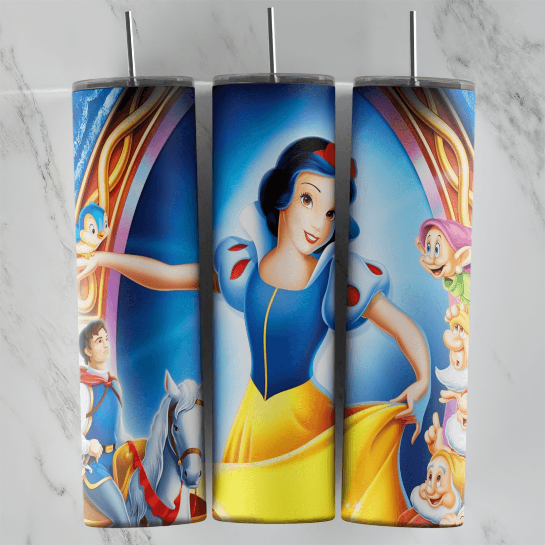 20 Oz Snow White Prince and Dwarfs Tumbler Cup Design