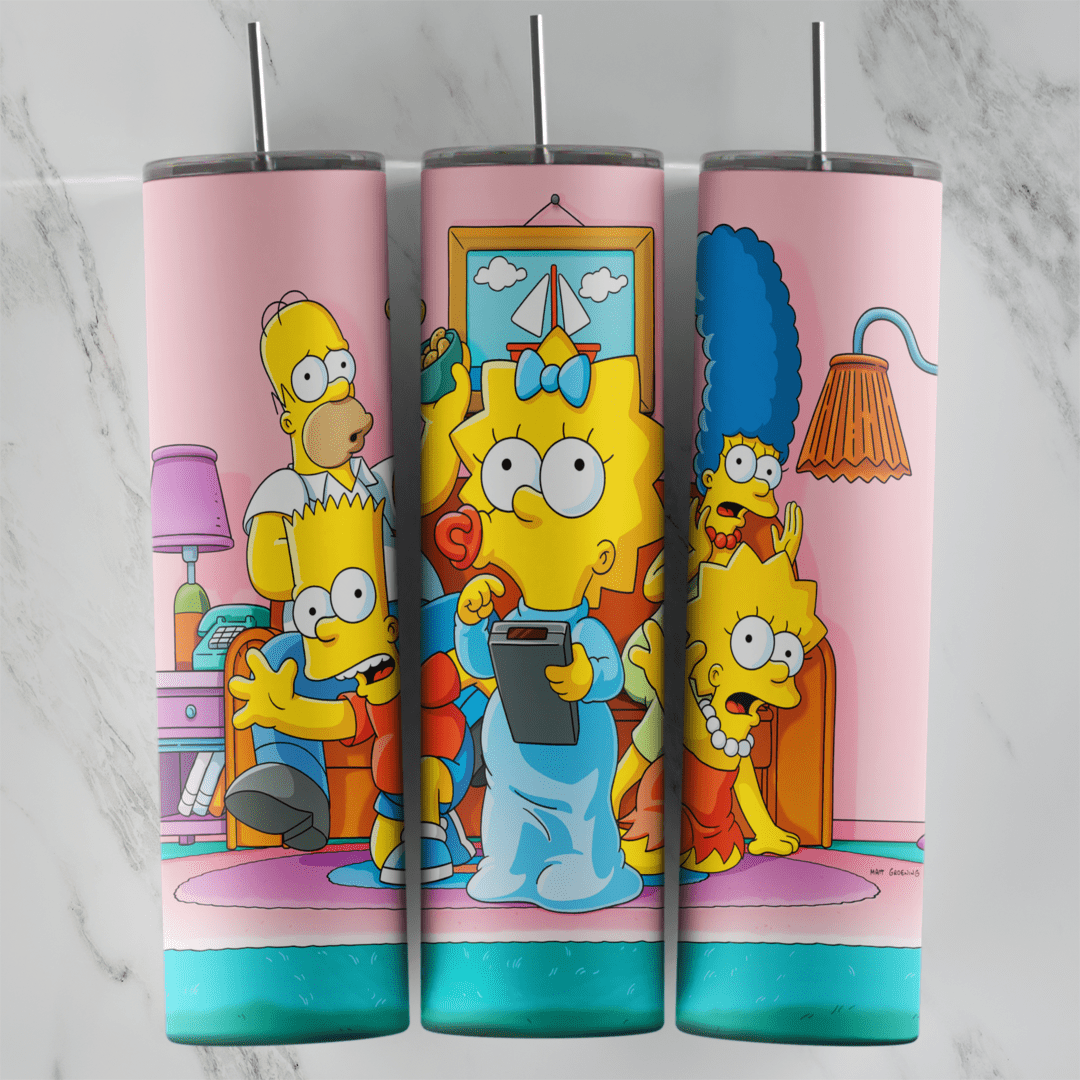 20 Oz Simpsons Couch Family Portrait Tumbler Cup Design