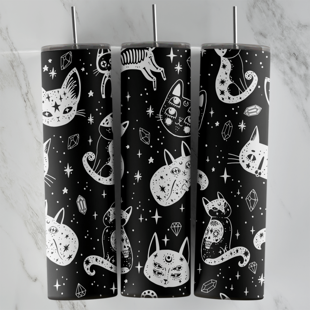 20 Oz Cat Doodle Pattern Tumbler Cup Design