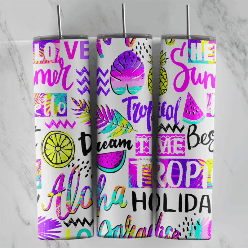 Colorful Text 20 oz tumbler sublimation wrap