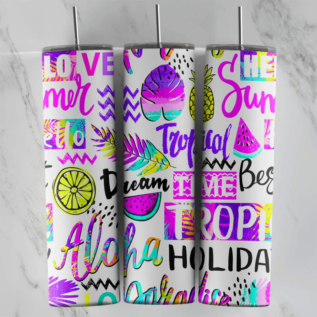 Colorful Text 20 oz tumbler sublimation wrap