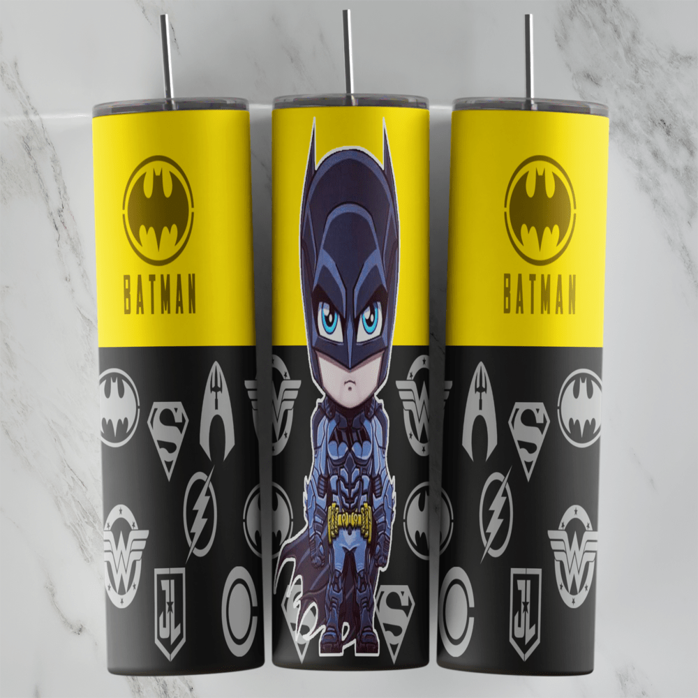 20 Oz Batman Chibi and Justice League Tumbler Cup Design
