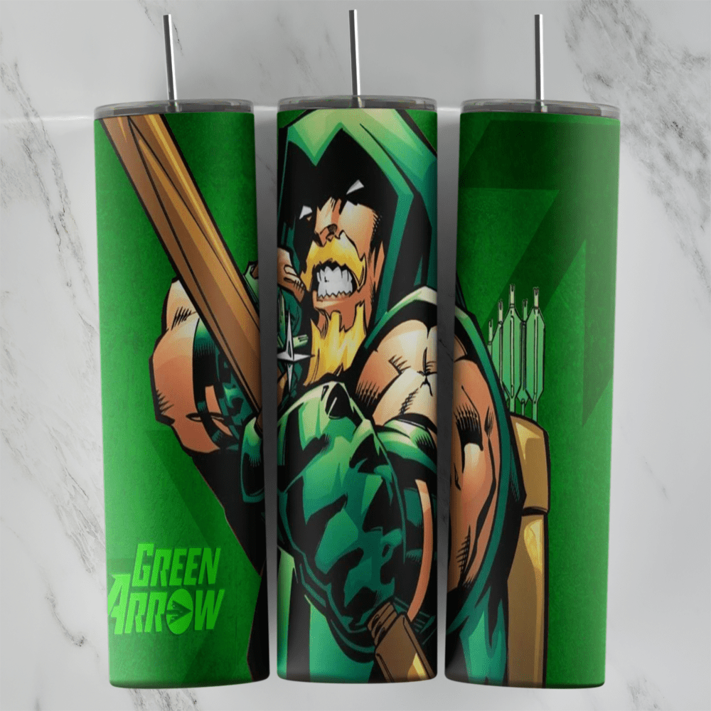 20 Oz Arrow Green Hooded Hero Tumbler Cup Design