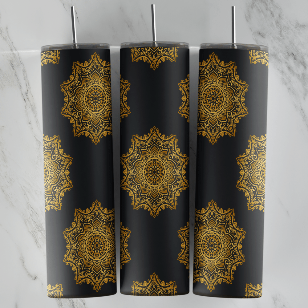 20 Oz Luxur Large Gold Mandala Tumbler Cup Design