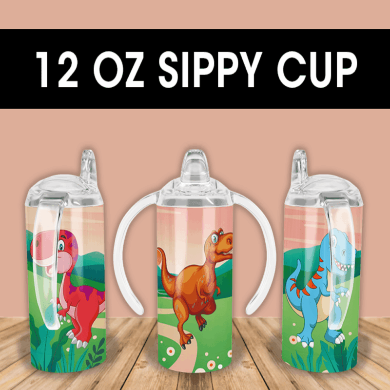 12oz Sippy Dinosorius Pink and Orange Dinos Kid Cup
