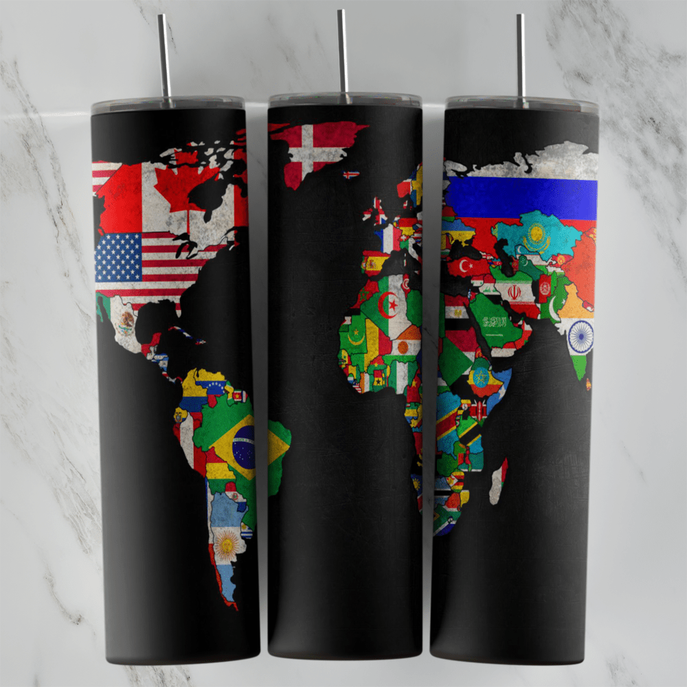 20 Oz World Map Tumbler Cup Design
