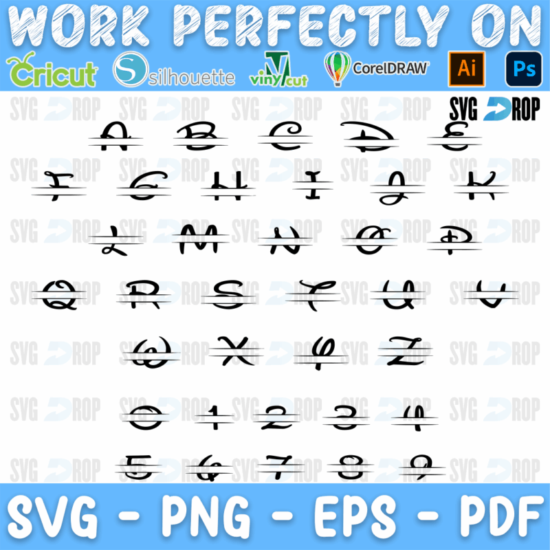 Disney Font Split Monogram SVG