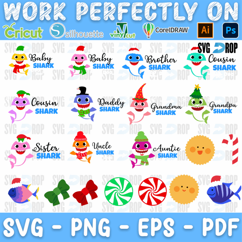 Baby Shark Christmas Bundle SVG