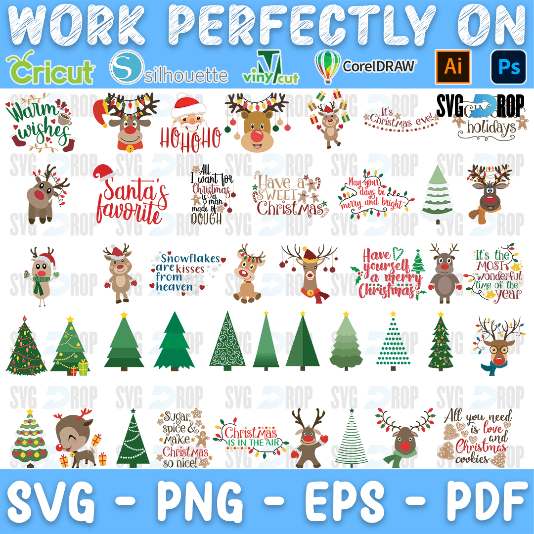 Christmas Reindeer and Trees Bundle SVG