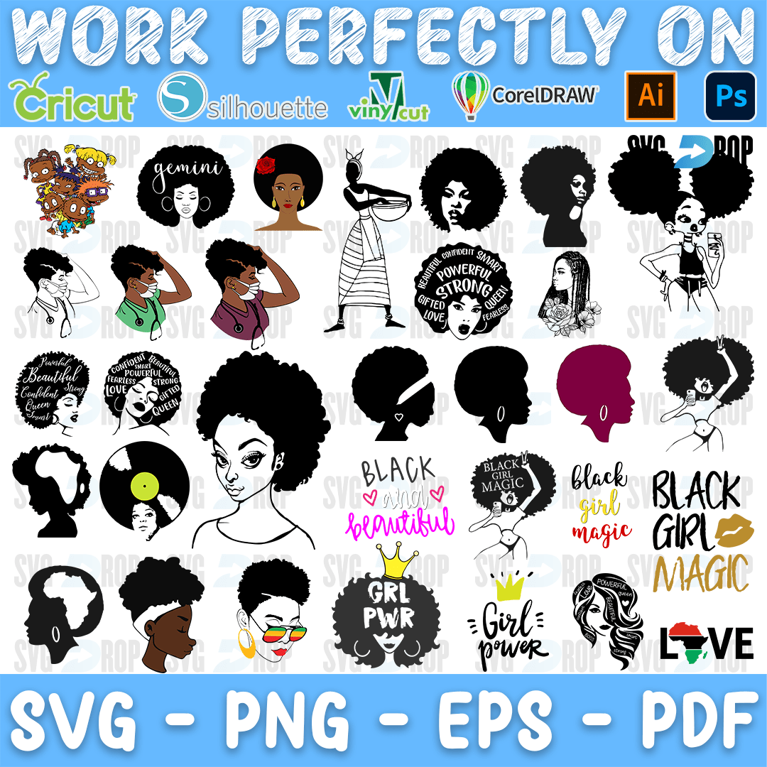 Afro Woman Gemini and Love Bundle SVG