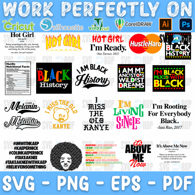 Afro Man Woman Black History Quotes Bundle SVG