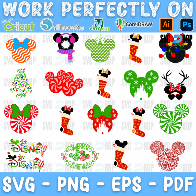 Mickey Mouse Christmas Bundle SVG