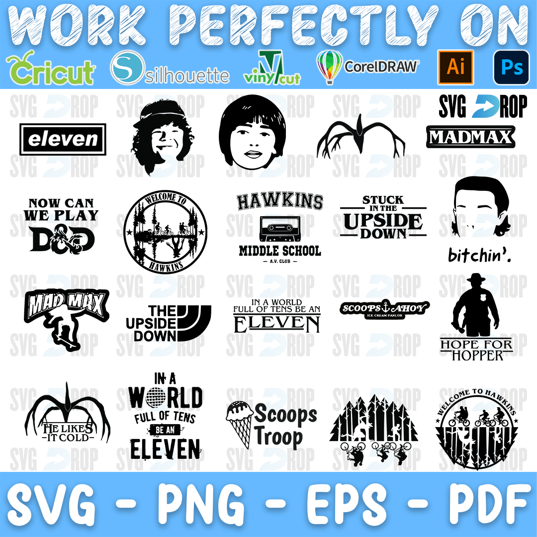Stranger Things Eleven and Upside Down Bundle SVG