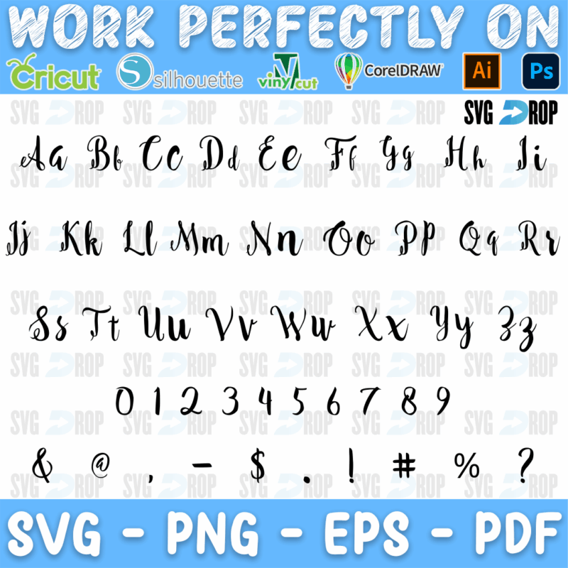 Sweet font: letters in the Sweet style for names, words and signs. Font SVG cut file