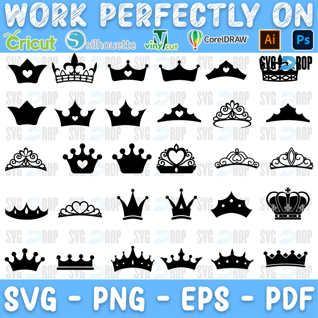 Minnie Princess Crowns and Tiaras Bundle SVG