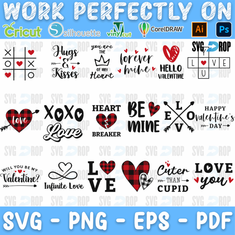 Valentines Day Love Quotes Bundle SVG